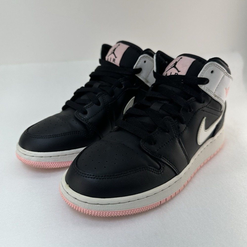 Air Jordan 1 Mid GS 5Y Black White Arctic Punch Pink 555112-061 Sneakers - Picture 2 of 16